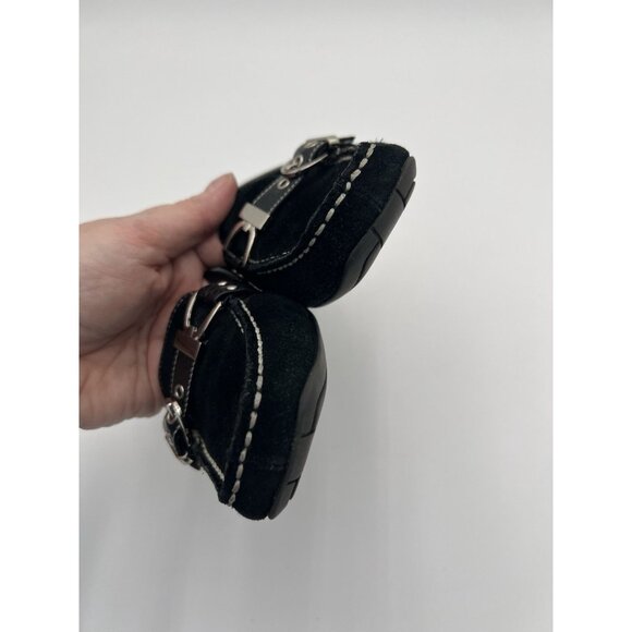 Etienne Aigner Women's Black Suede Leather Loafers With Buckle Accents Size 7 - Picture 13 of 16